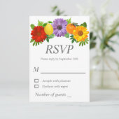 Citrus Floral Garden Wedding RSVP Karte (Stehend Vorderseite)