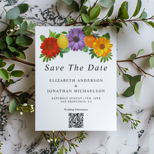Citrus Floral Garden Wedding Save The Date