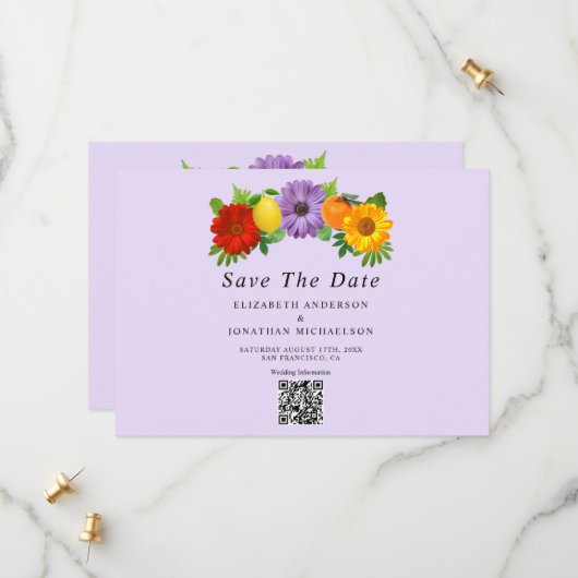 Citrus Floral Garden Wedding Save The Date (Vorderseite/Rückseite Beispiel)