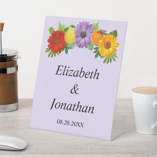 Citrus Floral Garden Wedding Sockelschild (In SItu)