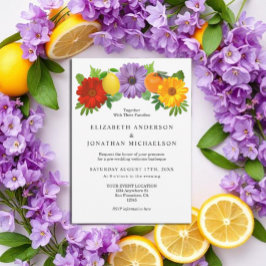 Citrus Floral Garden Wedding Welcome Party Einladung
