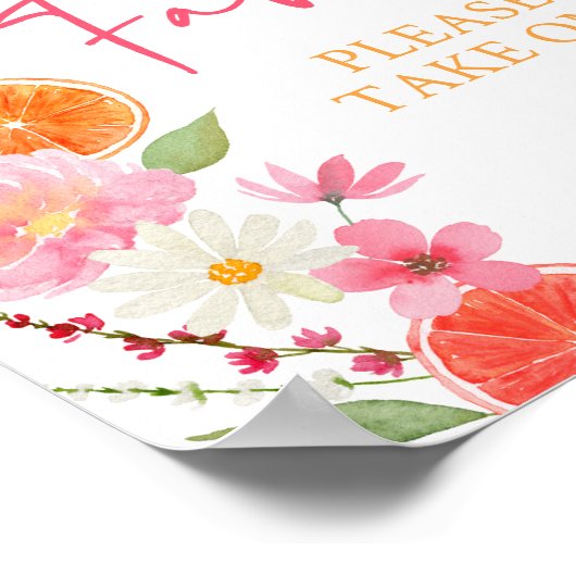 Citrus Floral Lemon Orange Brautparty Favoriten Poster (Ecke)