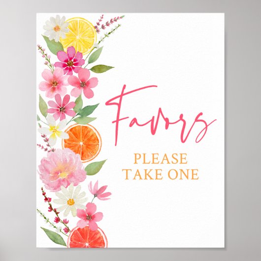 Citrus Floral Lemon Orange Brautparty Favoriten Poster (Vorne)
