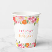 Citrus Floral Lemon Orange Brautparty Pappbecher (Rückseite)