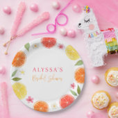 Citrus Floral Lemon Orange Brautparty Pappteller (Party)