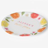 Citrus Floral Lemon Orange Brautparty Pappteller (Schrägansicht)