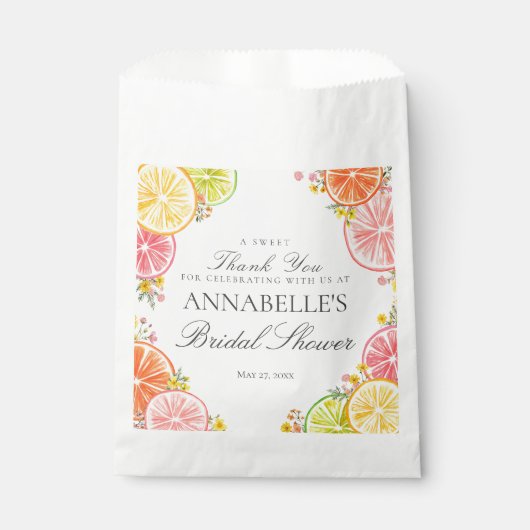 Citrus Floral Main Squeeze Brautparty Dessert Geschenktütchen (Vorderseite)