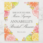 Citrus Floral Main Squeeze Brautparty Dessert Weinetikett (Einzelnes Label)