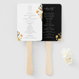 Citrus Floral Monogram Wedding Program Fächer