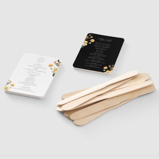 Citrus Floral Monogram Wedding Program Fächer (Non-assembled)