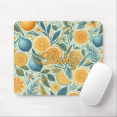 Citrus Floral Muster Vibrannte Botanischer Sommer Mousepad (Mit Mouse)