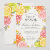 Citrus Floral Orange Brautparty Einladung (Vorne/Hinten)