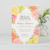 Citrus Floral Orange Brautparty Einladung (Stehend Vorderseite)