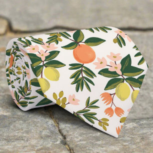 Citrus Floral Orange Lemon Verlasst Wildnatur Krawatte