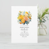 Citrus Floral Wedding Einladung (Stehend Vorderseite)