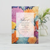 Citrus Floral Wedding Einladung (Stehend Vorderseite)