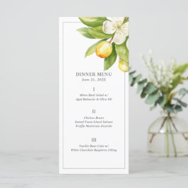 Citrus Floral Wedding Menu Cards Menükarte