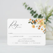 Citrus Floral Wedding RSVP mit Speisekarte (Stehend Vorderseite)