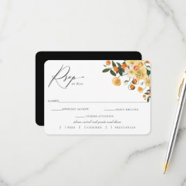 Citrus Floral Wedding RSVP mit Speisekarte Karte