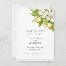 Citrus Floral Wedding Save the Date