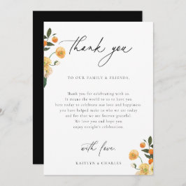 Citrus Floral Wedding Table Dankeskarte