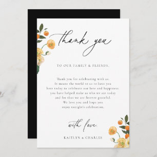 Citrus Floral Wedding Table Dankeskarte