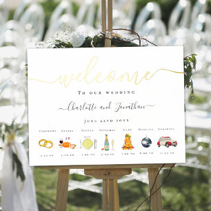 Citrus Französischer Hochzeitsterminplan Gold Foliendrucke