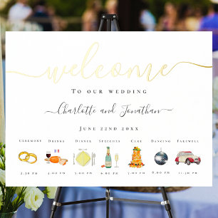 Citrus French Wedding Timeline Gold Foil Foliendrucke