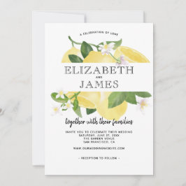 Citrus Fresh Lemon Yellow Summer Wedding Einladung