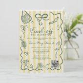 Citrus Fresh Off the Market Hand Drawn QR Bridal Einladung (Stehend Vorderseite)