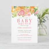Citrus Frucht & Blume Baby Brunch Einladung (Stehend Vorderseite)