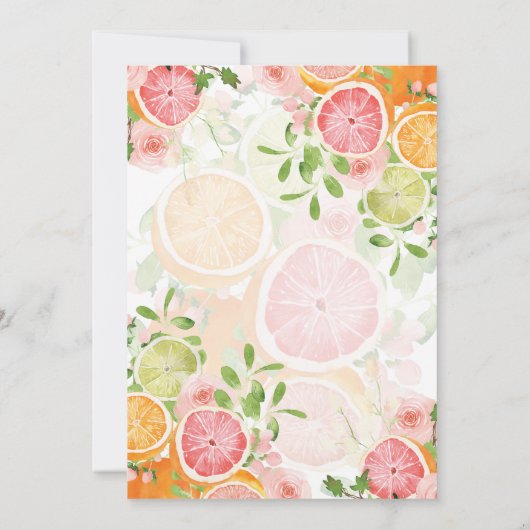 Citrus Frucht & Blume Baby Brunch Einladung (Rückseite)