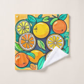 Citrus Fruit Art Design Badhandtuch Set (Waschlappen)