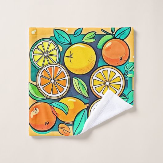 Citrus Fruit Art Design Badhandtuch Set (Waschlappen)