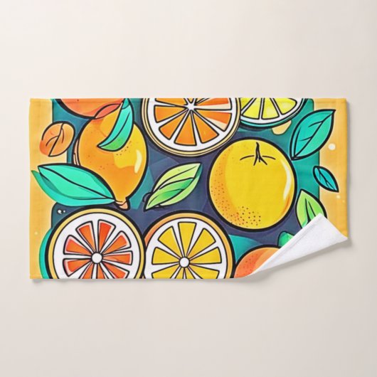 Citrus Fruit Art Design Badhandtuch Set (Handtuch)