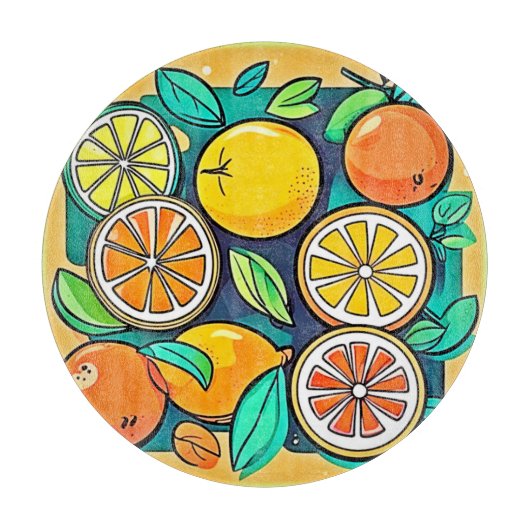 Citrus Fruit Art Design Schneidebrett (Vorderseite)