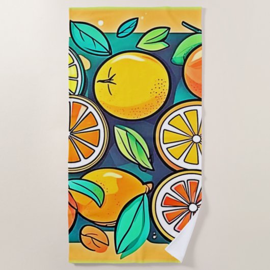Citrus Fruit Art Design Strandtuch (Vorderseite)
