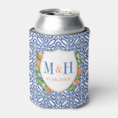 Citrus Fruit Blue Tiles Brautparty Party Dosenkühler (Kanne Vorderseite)