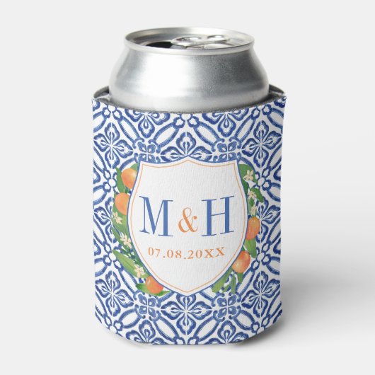 Citrus Fruit Blue Tiles Brautparty Party Dosenkühler