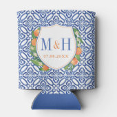 Citrus Fruit Blue Tiles Brautparty Party Dosenkühler (Rückseite)