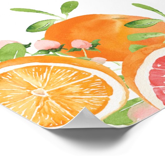 Citrus Fruit & Blume Babydusche Begrüßungszeichen Poster (Ecke)