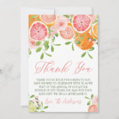 Citrus Fruit & Blume Babydusche Dankeskarte (Vorderseite)