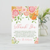 Citrus Fruit & Blume Babydusche Dankeskarte (Stehend Vorderseite)