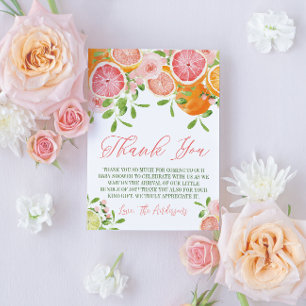 Citrus Fruit & Blume Babydusche Dankeskarte