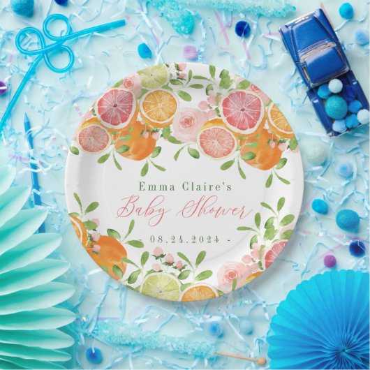 Citrus Fruit & Blume Babydusche Pappteller (Party)