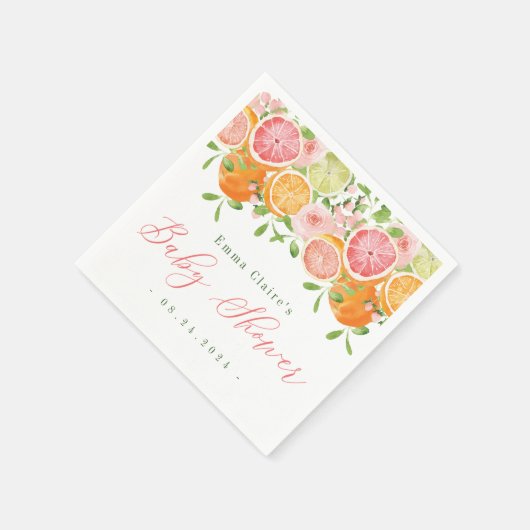 Citrus Fruit & Blume Babydusche Serviette (Ecke)
