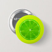 Citrus Fruit, Bright Green Slice of Lime Button (Vorne & Hinten)
