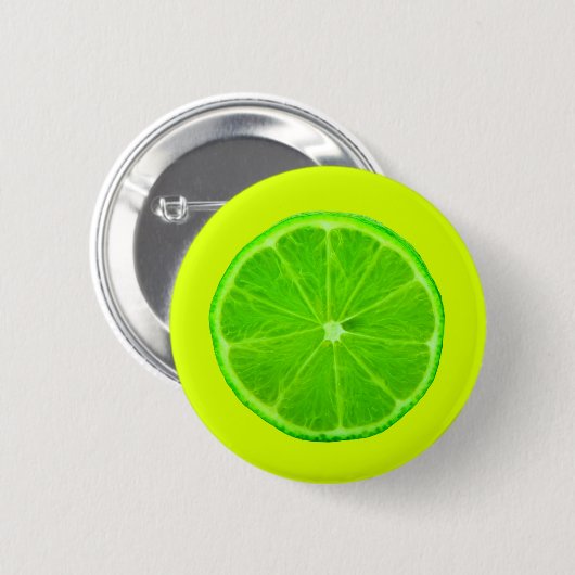 Citrus Fruit, Bright Green Slice of Lime Button (Vorne & Hinten)