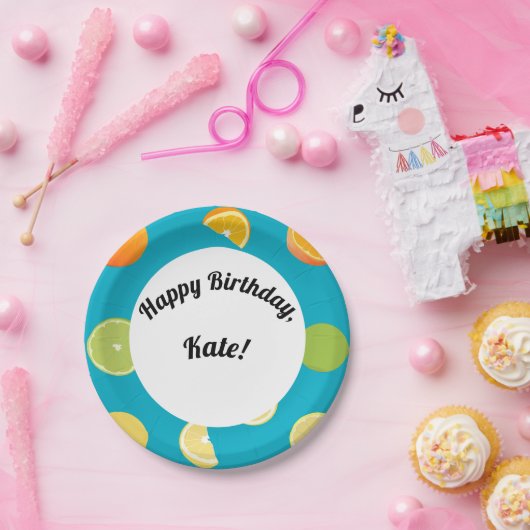 Citrus Fruit Happy Birthday Pappteller (Party)