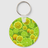 Citrus Fruit, Lemon & Lime Patterned Schlüsselanhänger (Vorderseite)